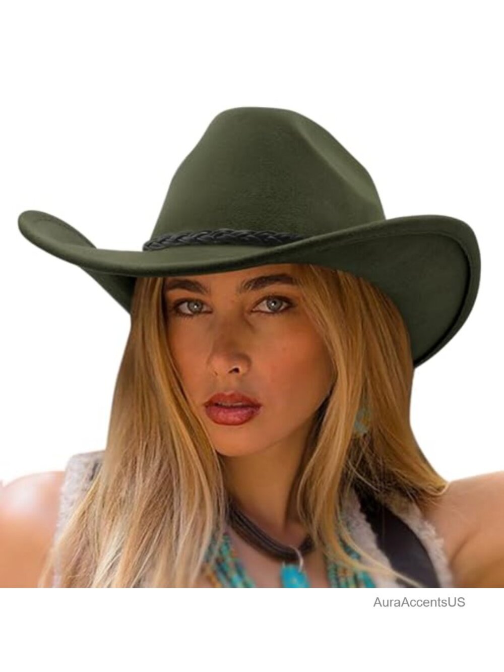 Western Cowboy Hat Wide Brim Felt Fedora Unisex Rolled Up Outdoor